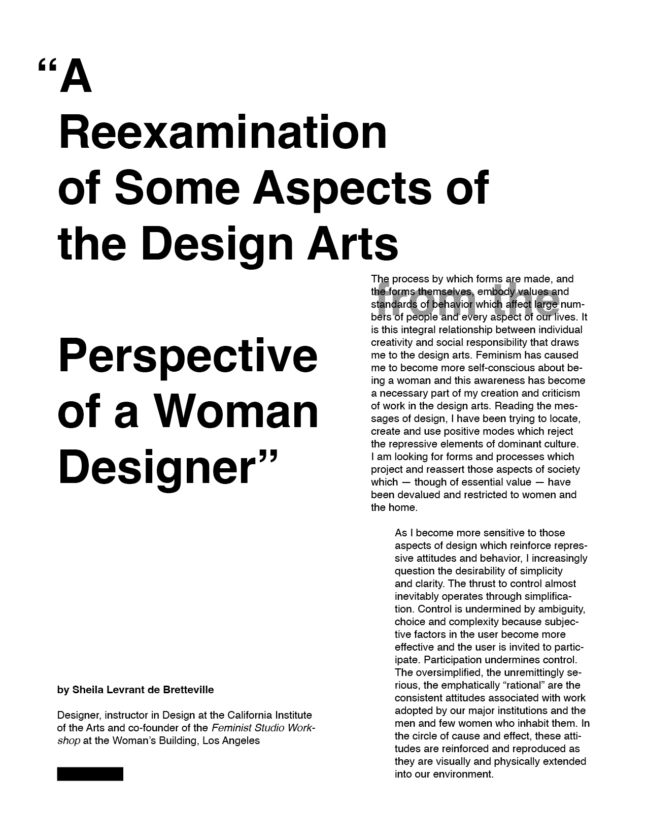 a re-examination of some aspects of the design arts